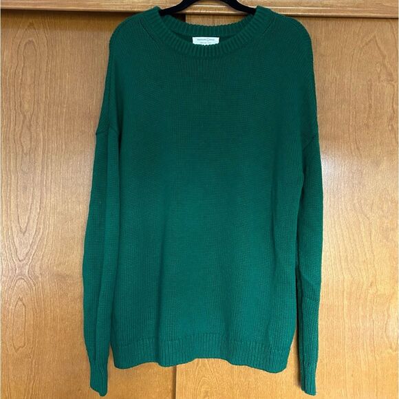 Treasure & Bond x Something Navy Crewneck Wool Cashmere Sweater Green Medium - Picture 1 of 8